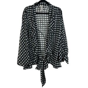 Free People Movement Picnic Plaid Semi Sheer Tie Front Kimono Shirt Cover Up